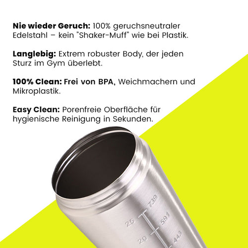 ARMOR Edelstahl Shaker 750 ml | Geruchsneutral & Auslaufsicher
